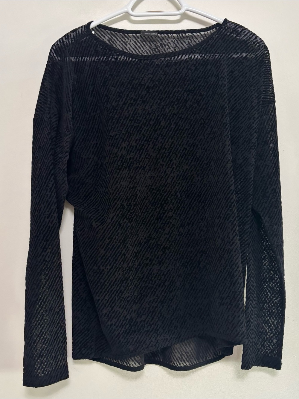 Vintage Annette Gortz Women’s Black Sheer Long-Sleeve Sweater Size Medium